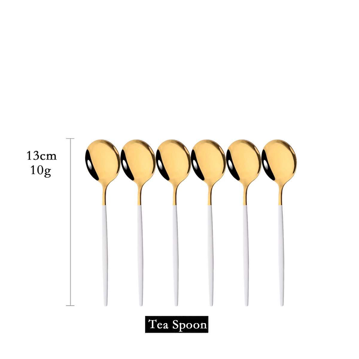Gold Cutlery Flatware - 6 buah sendok teh emas putih