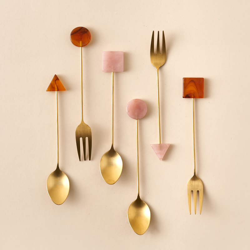 Gold Cutlery Flatware - 4 Buah Garpu Sendok Kecil Baja