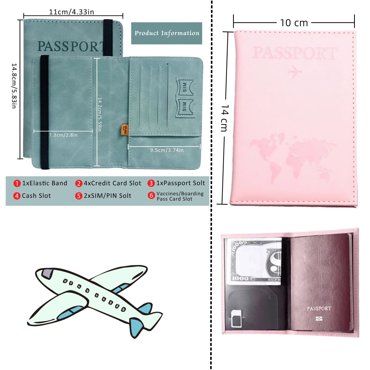Leather Passport Cover - Sampul Paspor RFID Vintage untuk Wanita