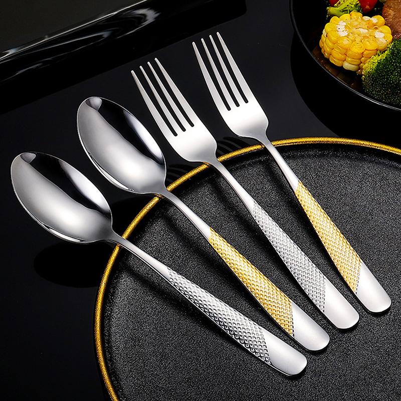 Set Peralatan Makan Dapur Baru - Gold Cutlery Flatware ulasan dan harga