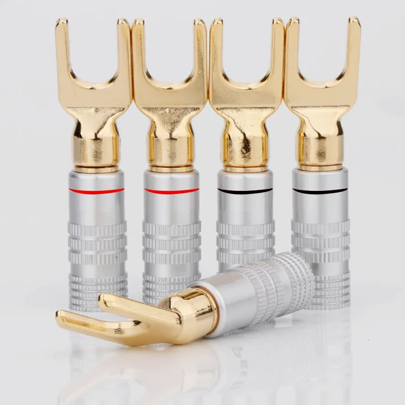 4 buah konektor kabel Spade ga - Gold Cutlery Flatware ulasan dan harga
