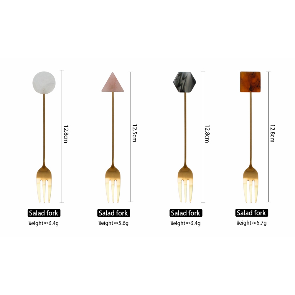 4 Buah Garpu Sendok Kecil Baja - Gold Cutlery Flatware ulasan dan harga