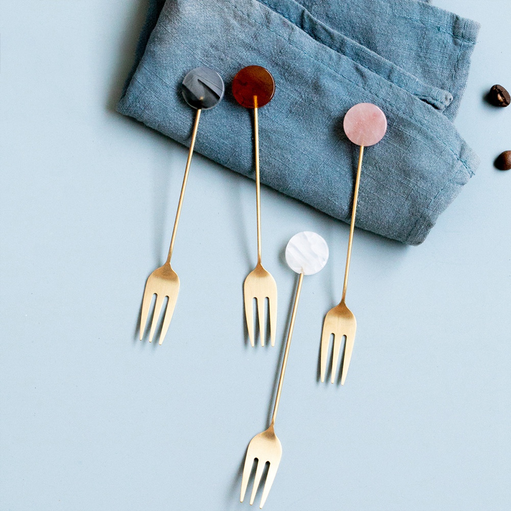 4 Buah Garpu Sendok Kecil Baja - Gold Cutlery Flatware ulasan dan harga