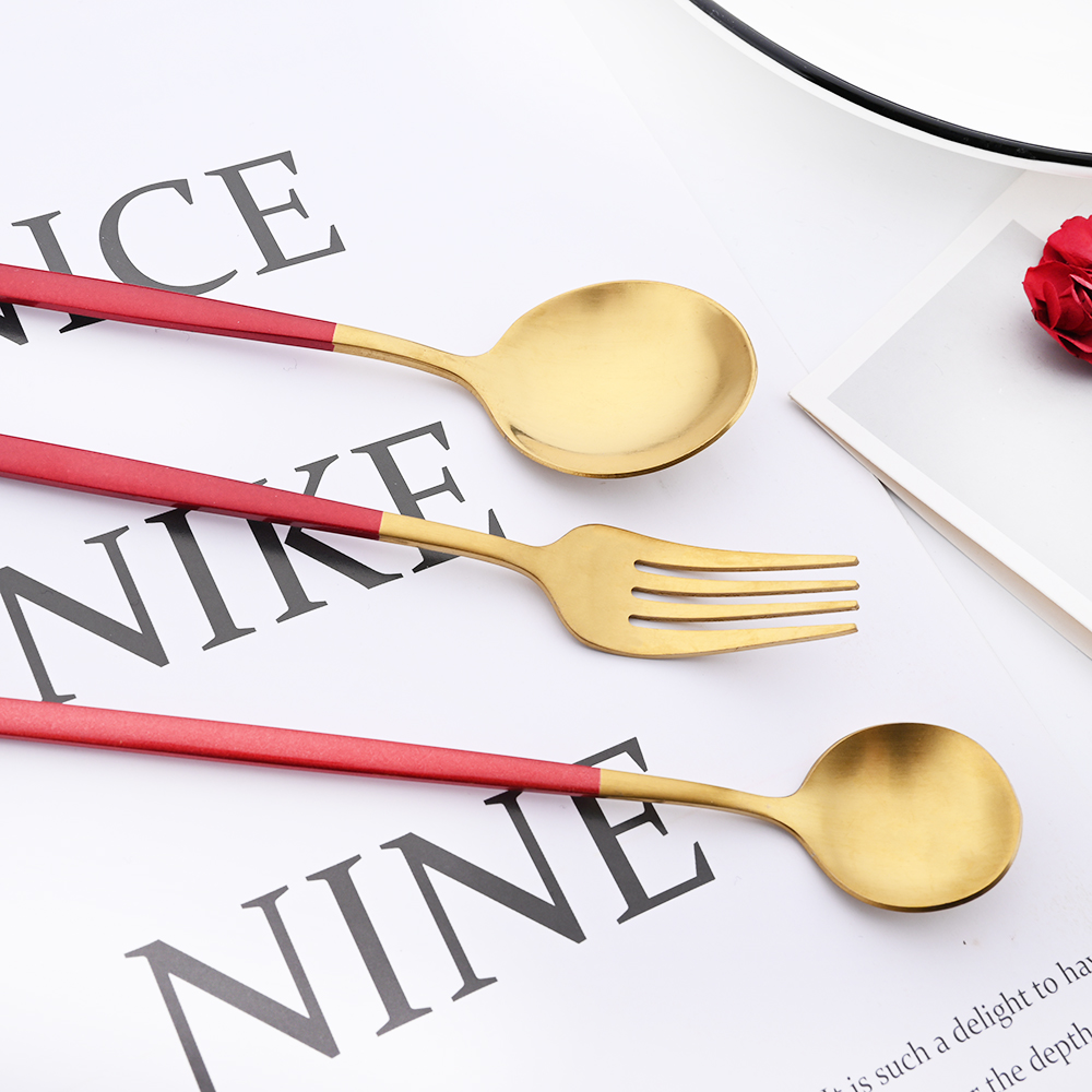 Drmfiy Set peralatan makan kop - Gold Cutlery Flatware ulasan dan harga