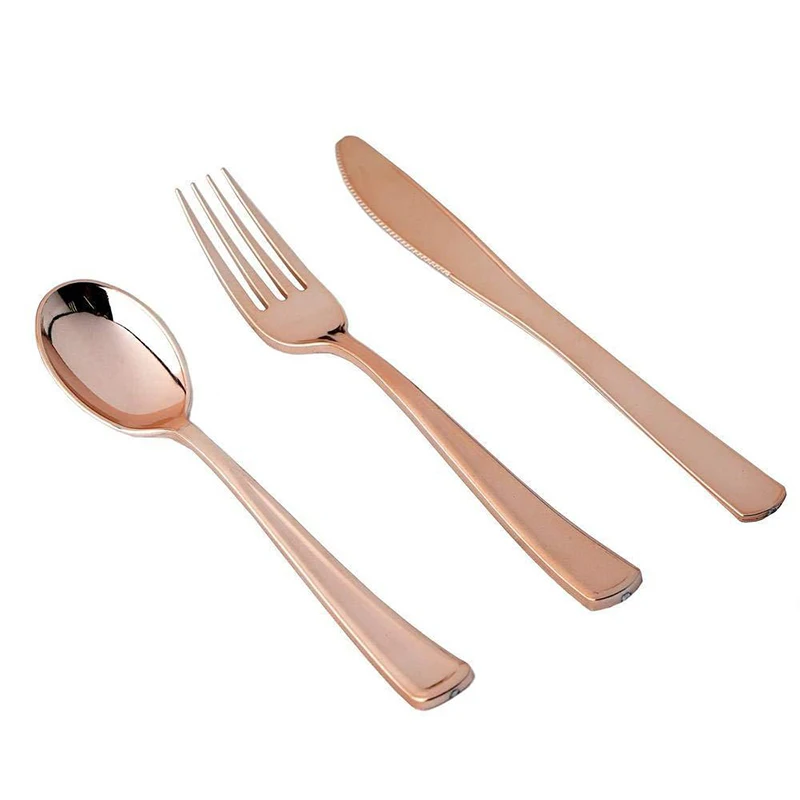 Kit peralatan makan pesta emas - Gold Cutlery Flatware ulasan dan harga