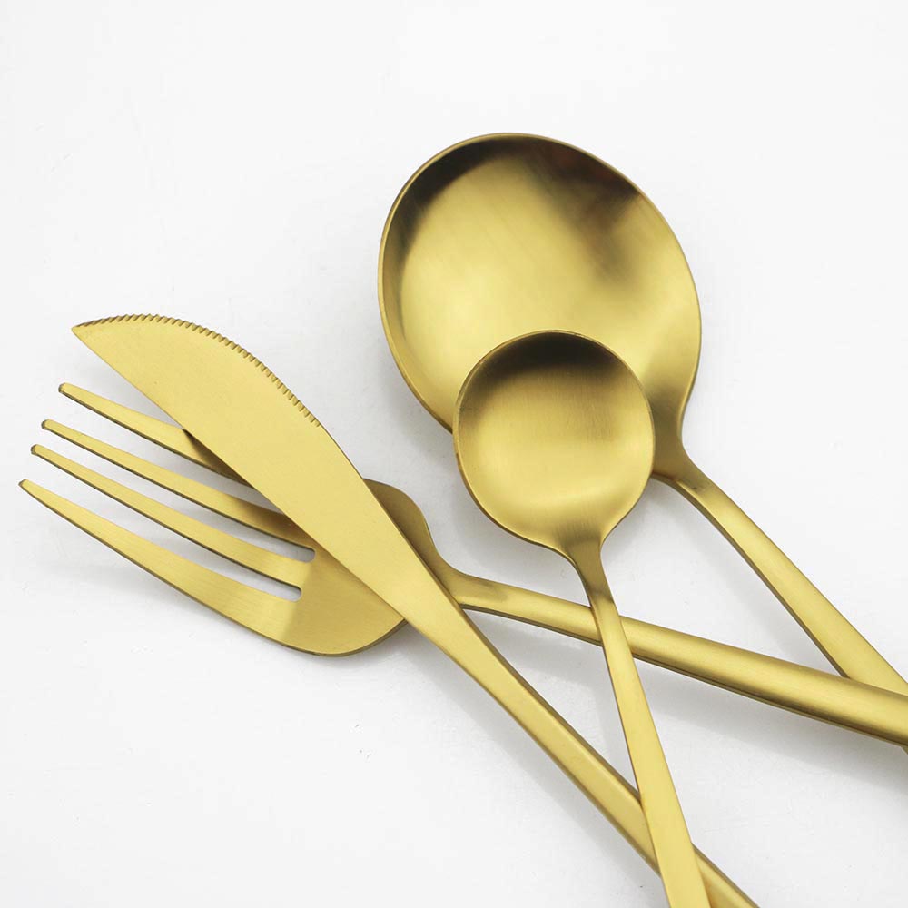 6 buah teh baja tahan karat Ma - Gold Cutlery Flatware ulasan dan harga