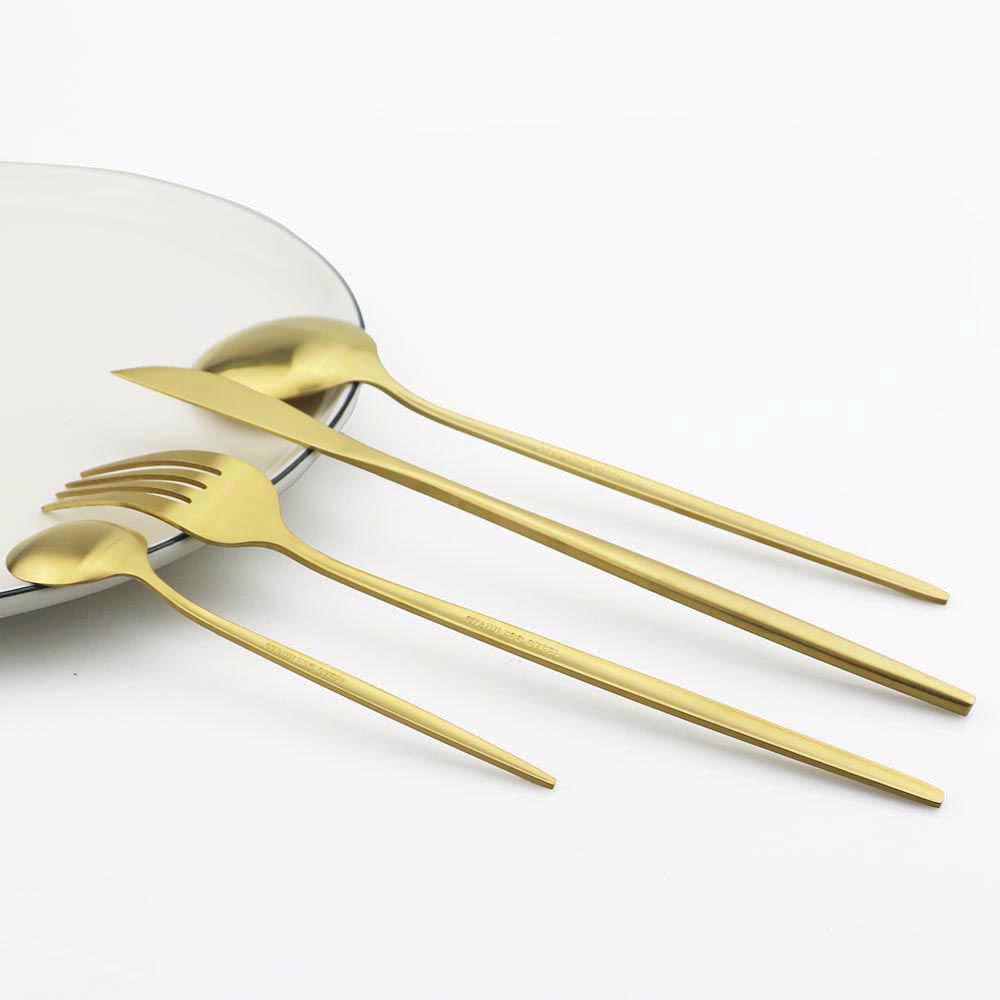 6 buah teh baja tahan karat Ma - Gold Cutlery Flatware ulasan dan harga