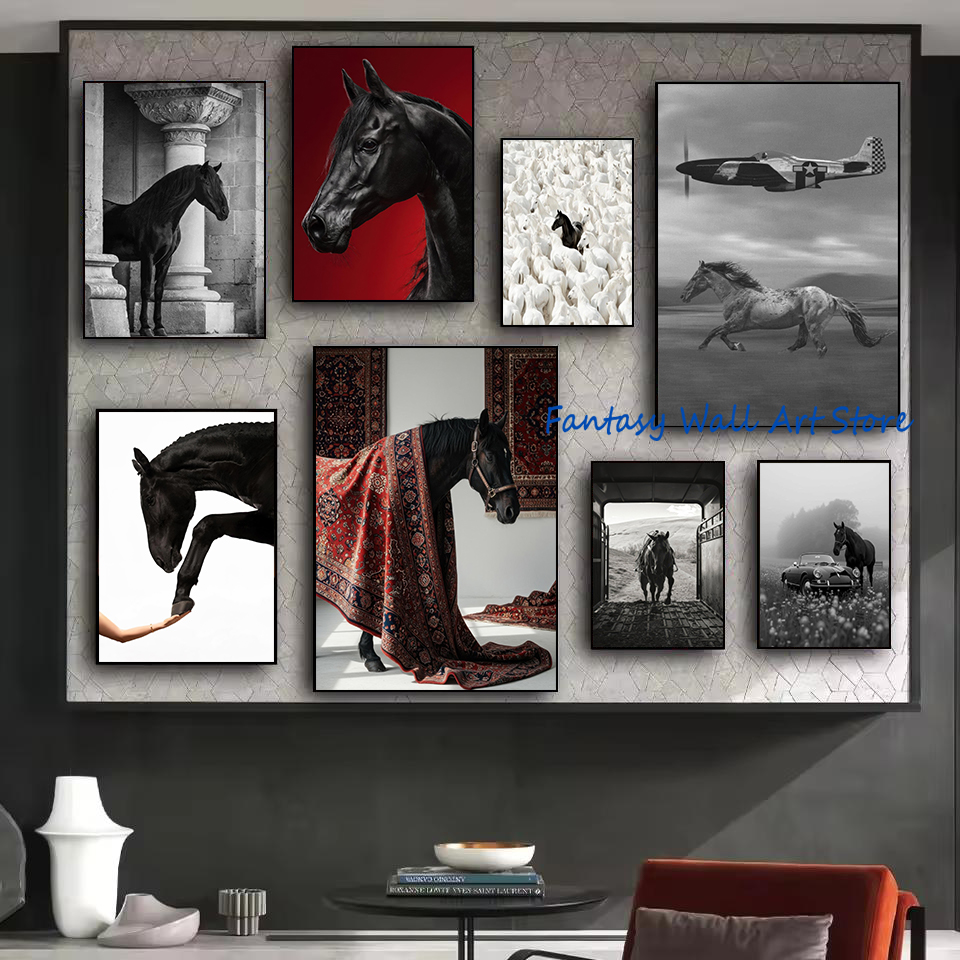 Foto Kuda Hitam Seni Dinding M - Luxury Lifestyle Homes Photos ulasan dan harga